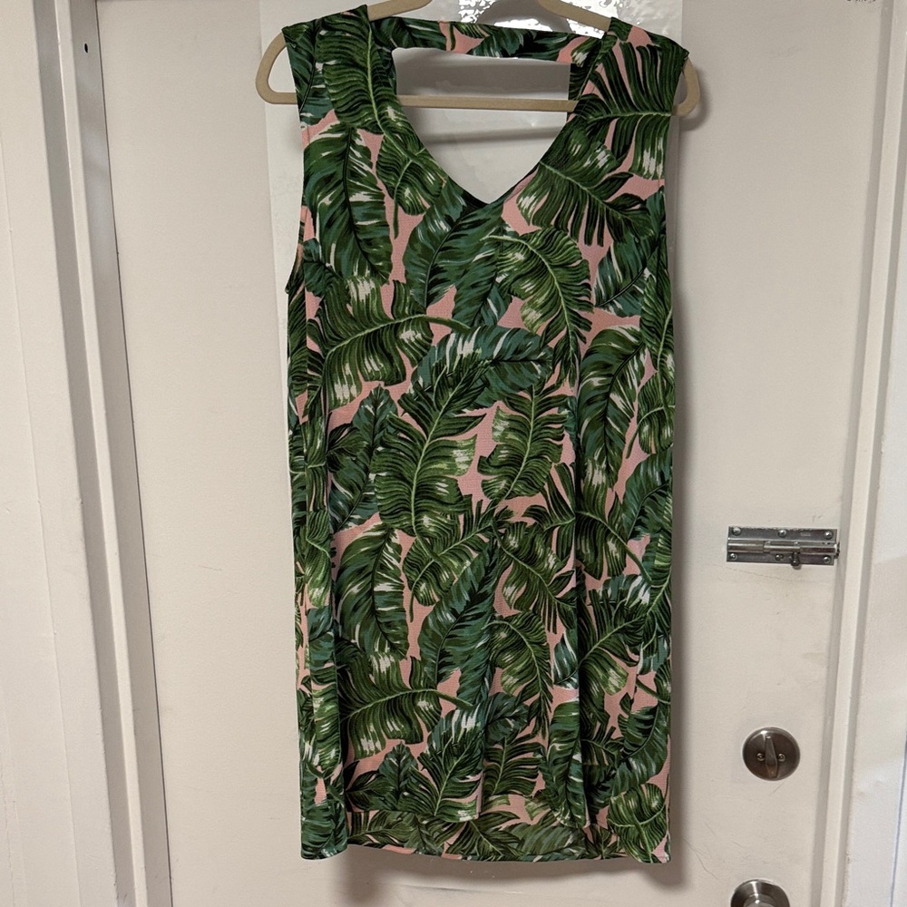 Tropical Leaf Print Mini Dress